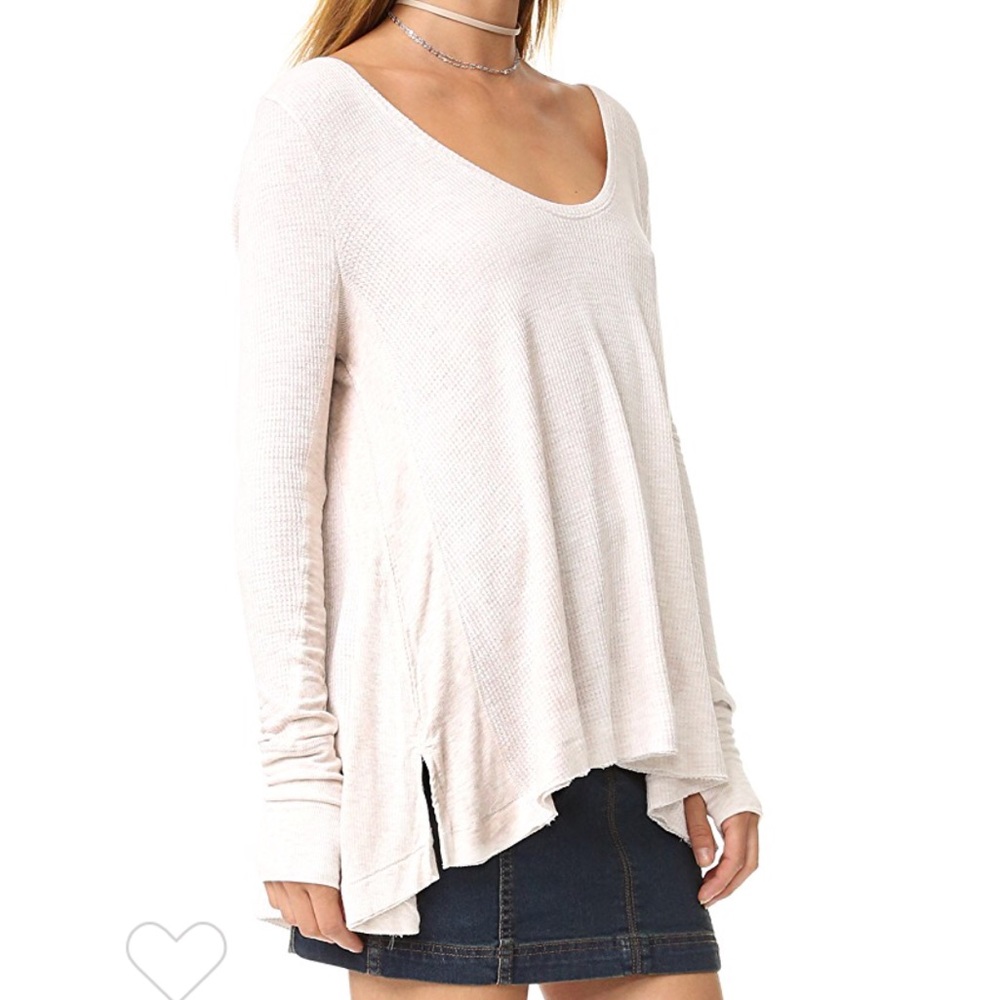 Taupe free people Malibu long sleeve thermal shirt